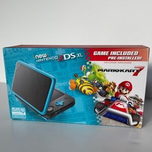New Nintendo 2DS XL Black and Turquoise with Mario Kart 7 Pre-Installed